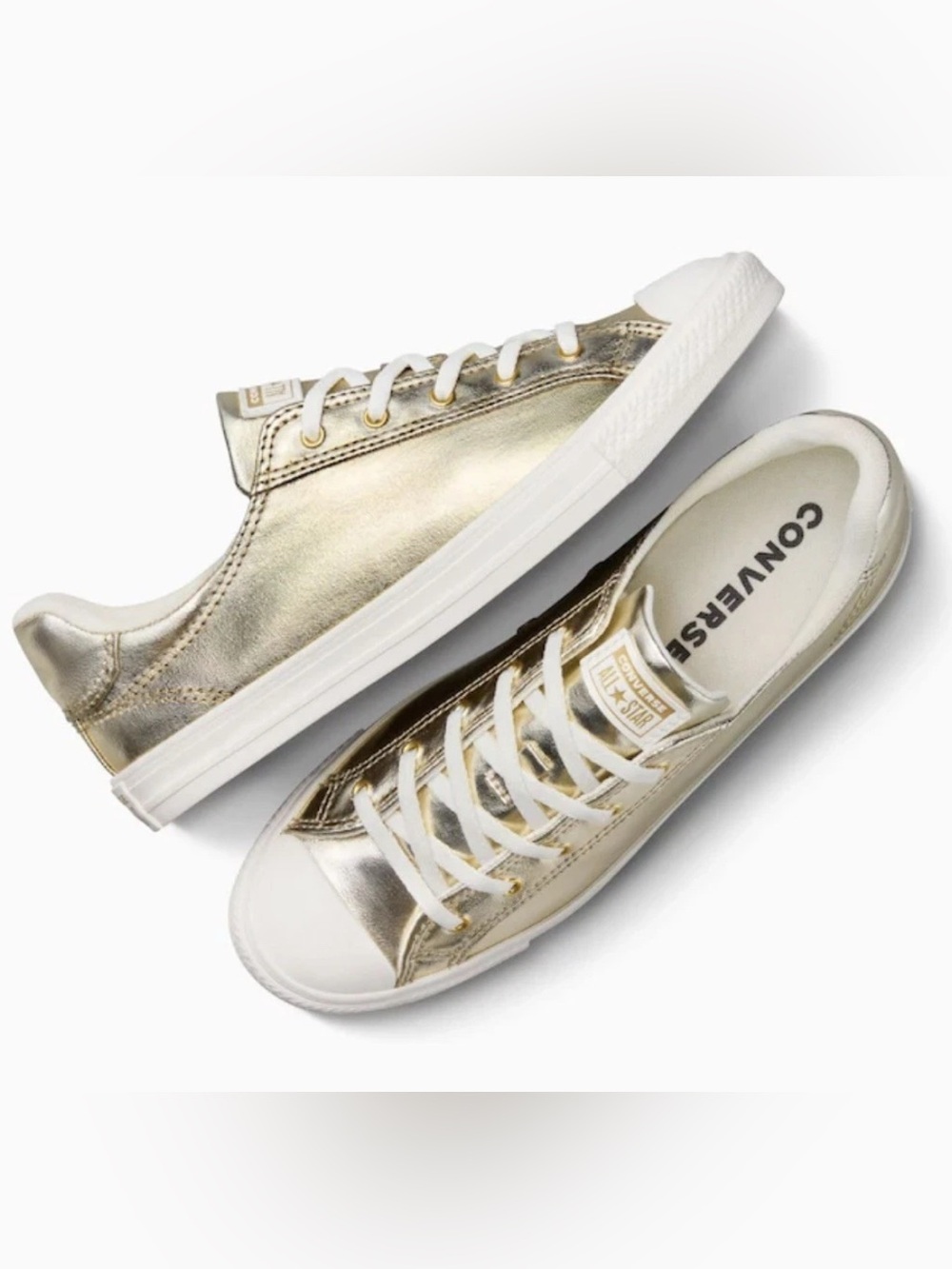 Women's Converse Chuck Taylor Dainty Metallic Gold Low Top Casual Sneakers